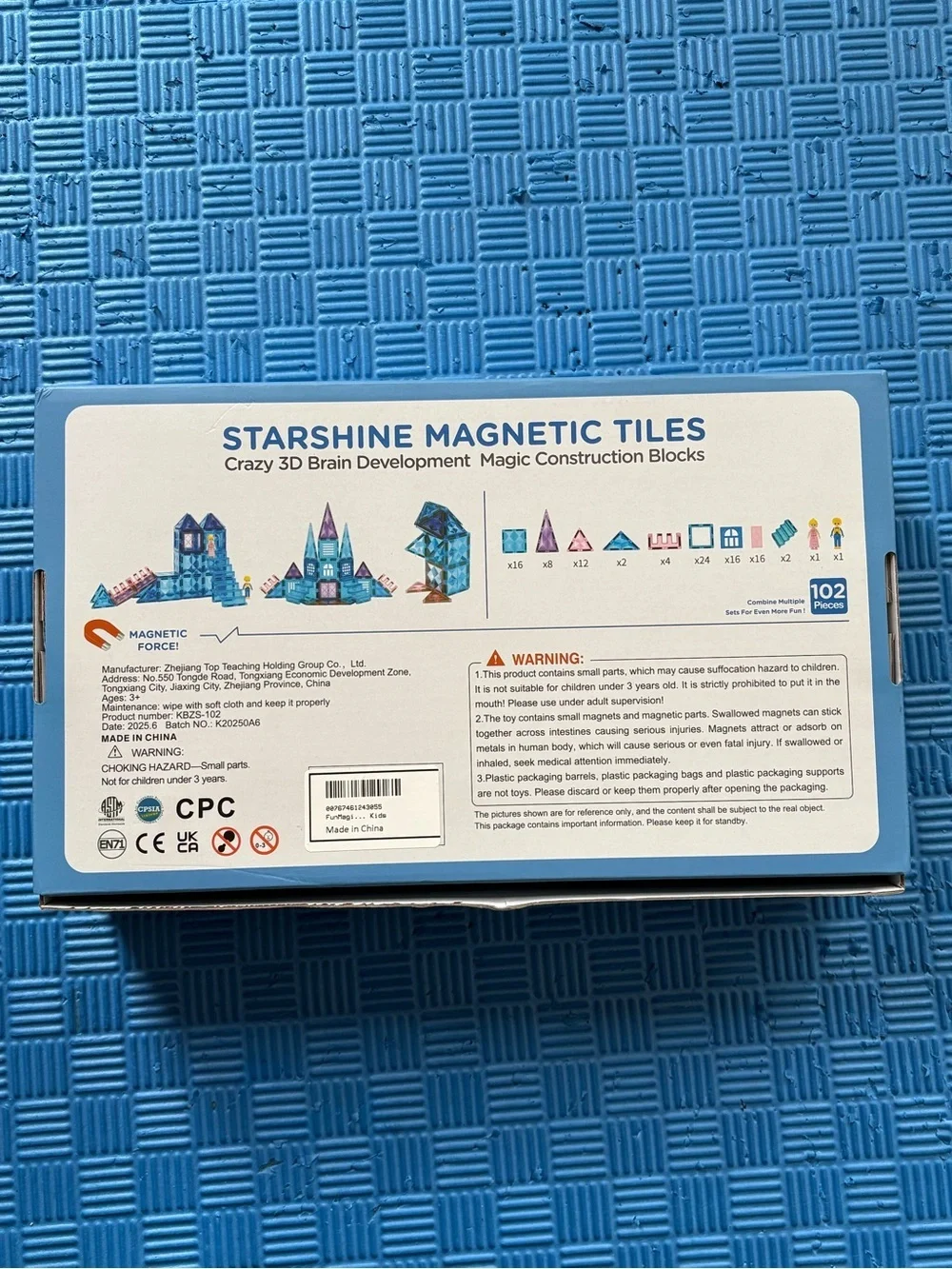 Star Shine 102pcs Magnetic Tiles - 3D Diamond Building Blocks for Pretend Play